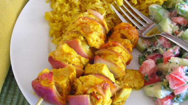 Middle Eastern Chicken Kabobs with Saffron Rice, Sunday, May 15, 2022