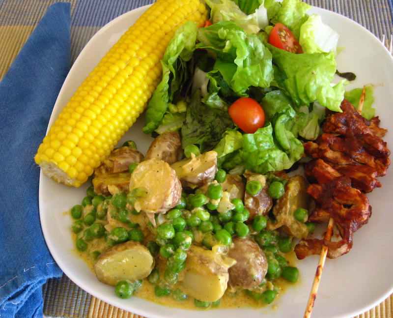 Barbecued Chicken with Creamed Peas and Potatoes: Sunday, August 7, 2022